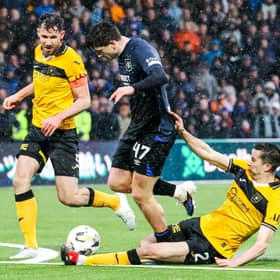 Rangers had this penalty appeal waved away in stoppage time when Cammy Kerr challenged Mikey Moore.
