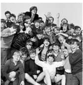 A crowd of noisy pupils give a cheer at James Clark School's sports day held at Kirk Brae in Liberton in June 1966.