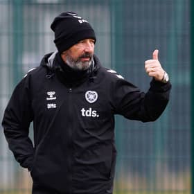 Hearts head coach Derek McInnes during a training session at the Oriam, on February 25, 2026, in Edinburgh, Scotland. (Photo by Ross Parker / SNS Group)