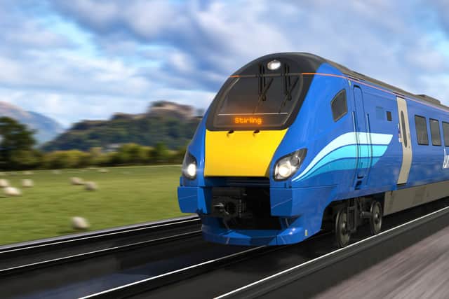 Visualisation of a Lumo class 222 train near Stirling
