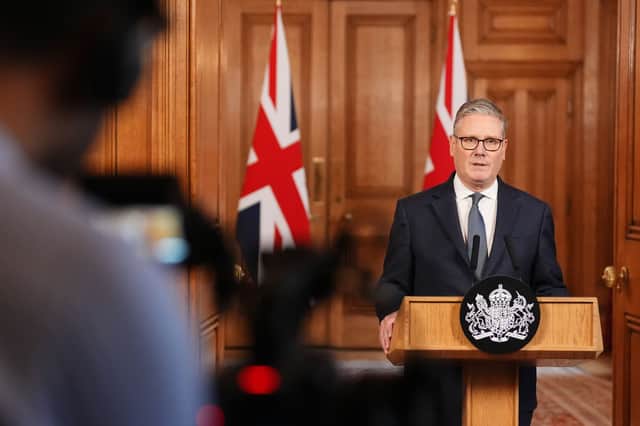 Keir Starmer makes a statement on Saturday after US and Israeli missiles hit Iran (Picture: Jonathan Brady/WPA pool)