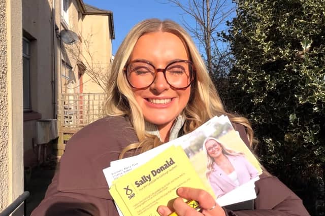 A picture of Sally Donald out campaigning, taken from her Instagram page