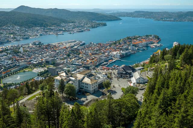 The view from Mount Fløyen  down over the city. 