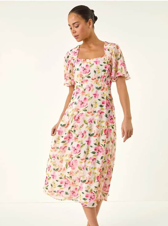 Ivory Petite Floral Midi Dress