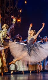 Principals Bruno Micchiardi as Cinders and Jessica Fyfe as Princess Louise in Cinders!
