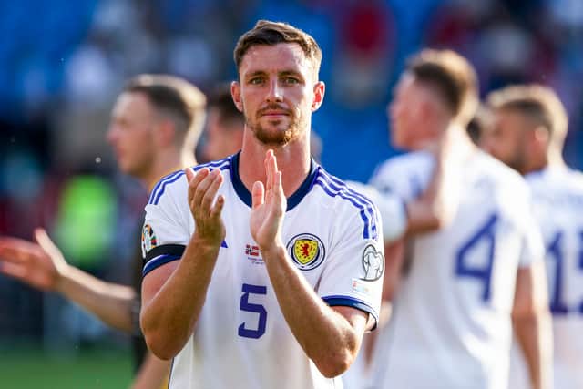 Dominic Hyam earned his only Scotland cap to date as a late substitute in the 2-1 win over Norwau in Olso on June 17, 2023. (Photo by Craig Williamson / SNS Group)