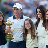 Luke Donald with his wife Diane and their three daughters after leading Europe to a second successive Ryder Cup win in the 2025 match in New York 