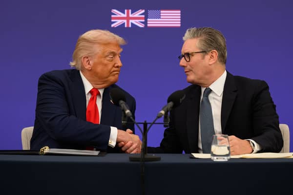 Prime Minister Sir Keir Starmer and US President Donald Trump announce an agreement between the two countries during a press conference at Chequers, near Aylesbury in Buckinghamshire, on day two of the president's second state visit to the UK in September