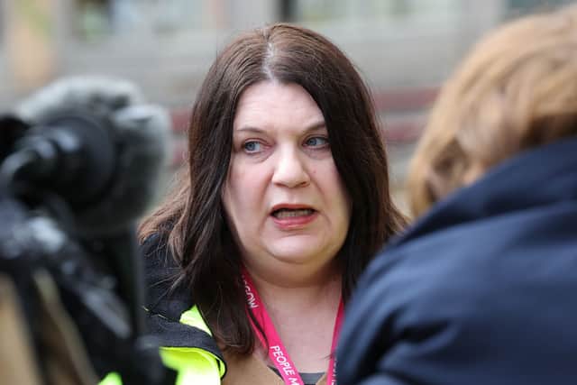 Leader of Glasgow City Council, Susan Aitken, at the scene of the fire in Glasgow