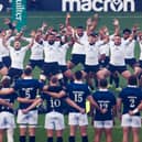 The New Zealand squad perform the Haka ahead of a Quilter Nations Series match between Scotland and New Zealand at the Scottish Gas Murrayfield Stadium, on November 8, 2025.