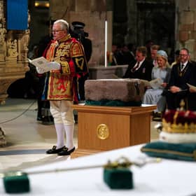 The Stone of Scone, aka the Stone of Destiny, could be one of Scotland's '50 things', along with Irn-Bru and a tent full of midges (Picture: Jane Barlow/pool)
