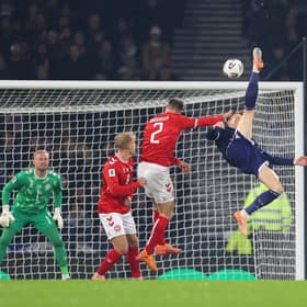 Scott McTominay opened the scoring against Denmark as Scotland booked their place at the World Cup finals (Picture: Stu Forster)