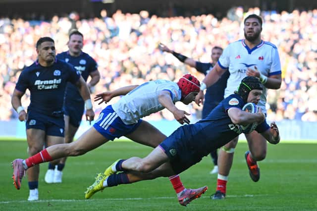 Winger Darcy Graham scores yet another Scotland try against France (Picture: Andy Buchanan)