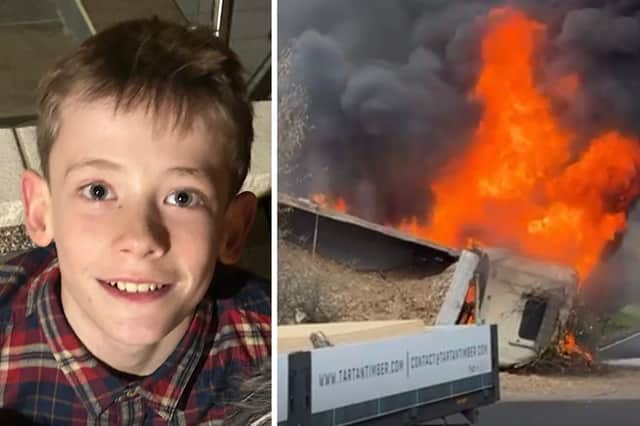 11-year-old Ben Somerville has been hailed a hero after he helped rescue a lorry driver from his burning cab.