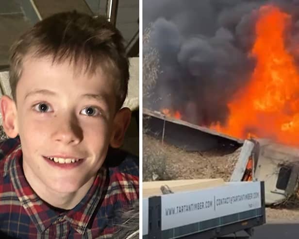 11-year-old Ben Somerville has been hailed a hero after he helped rescue a lorry driver from his burning cab.