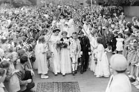 Gala Queen Margaret Purkis and Gala King John Illand at Dalkieth Gala Day in June 1954.