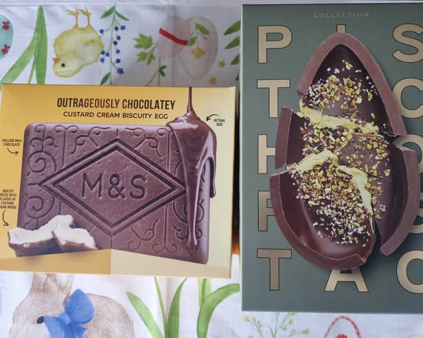 The pistachio and custard cream eggs from M&S 