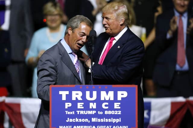 Nigel Farage and Donald Trump during a campaign rally in Jackson, Mississippi, ahead of the 2016 US presidential election (Picture: Jonathan Bachman)