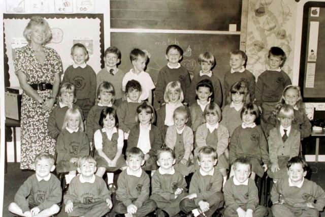 The Primary 1 class at Dunblane Primary School, pictured with teacher Gwen Mayor, who was killed with sixteen of the children as gunman Thomas Hamilton burst into the class, shooting indiscriminately.