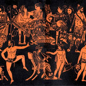 The lure of the ancient: Ancient Greek theatre-illustration showing the core group of Dionysus and Ariadne in a satirical drama.(Photo by Bridgeman via Getty Images)