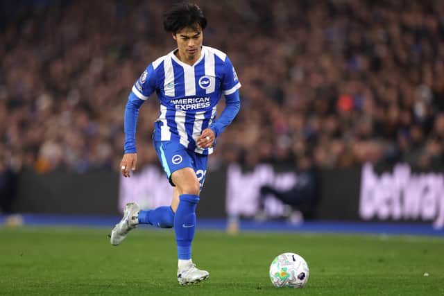 Scotland must be wary of the threat posed by Kaoru Mitoma of Brighton & Hove Albion when they face Japan at Hampden next Saturday. (Photo by Ryan Pierse/Getty Images)