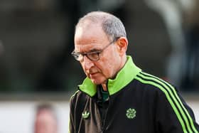 Celtic manager Martin O'Neill looks dejected at full time after the 2-0 defeat by Dundee United at Tannadice. (Photo by Craig Williamson / SNS Group)