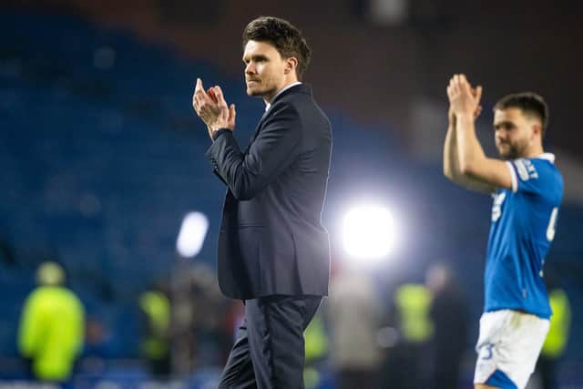 Rangers head coach Danny Rohl applauds the fans after the 4-1 win over Aberdeen.