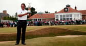 Phil Mickelson shows off the Claret Jug after winning the most recent staging of The Open at Muirfield in 2013 