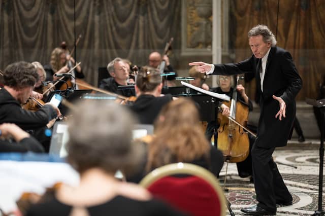Conductor Harry Christophers and the Britten Sinfonia in the Sistine Chapel