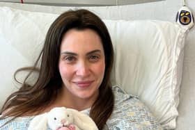 Claire Davidson, of Inverness, in hospital before her brain surgery. She underwent two major surgeries after a private MRI scan picked up the mass