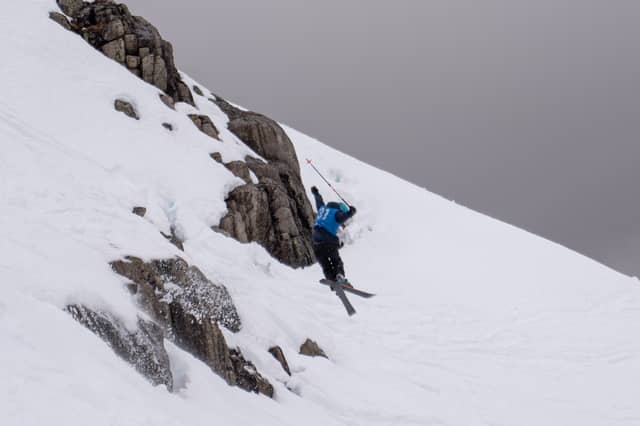 Joey Pickering competing at the 2026 Coe Cup freeride event at Glencoe