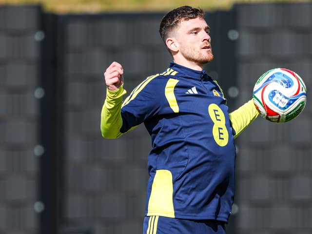 Andy Robertson trains ahead of Scotland's first World Cup warm-up clash against Japan this weekend
