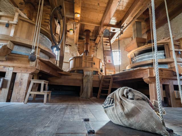 Inside one of the town’s historic windmills, which is open as a museum.
