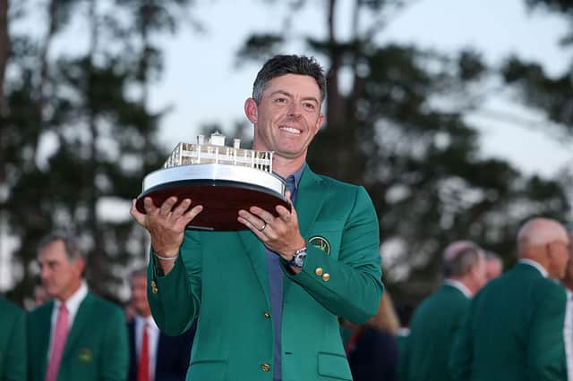 Rory McIlroy with the Masters trophy and Green Jacket after completing his career Grand Slam in 2025.