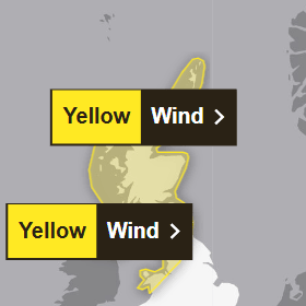 The Met Office have issued a yellow weather warning.