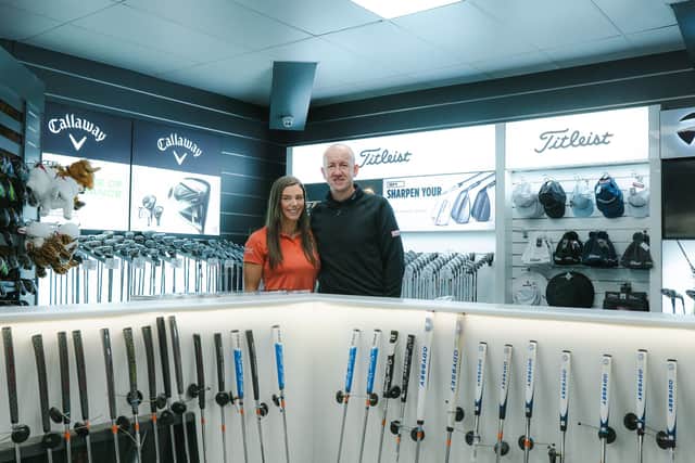 Amy and Kenny Monahan pictured in the shop at Strathclyde Park Family Golf Centre