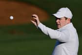 Bob MacIntyre catches a ball on the practice area at Augusta National during The Masters last year 