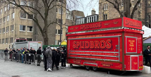 A queue is already forming at the SpudBros van.