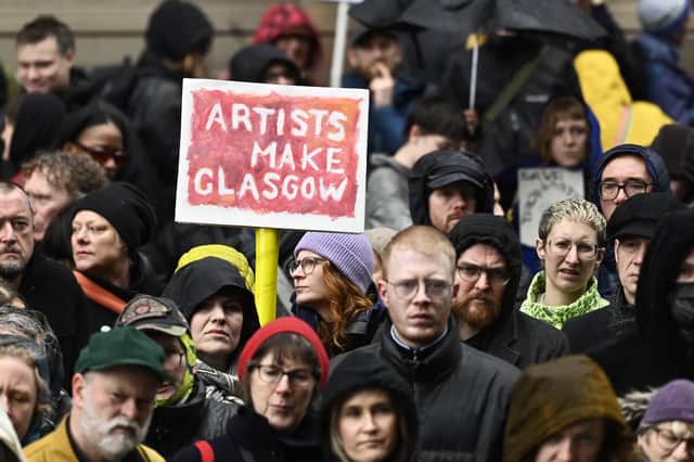 Artists from across Glasgow attended the protest. Pic: John Devlin