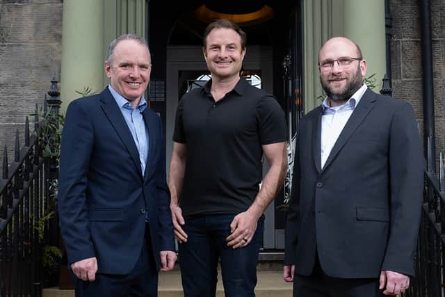 Scottish Enterprise CEO Adrian Gillespie, Launchpad Build Inc CFO Jon Quick, and UK Head of Software Tim Chamberlain
