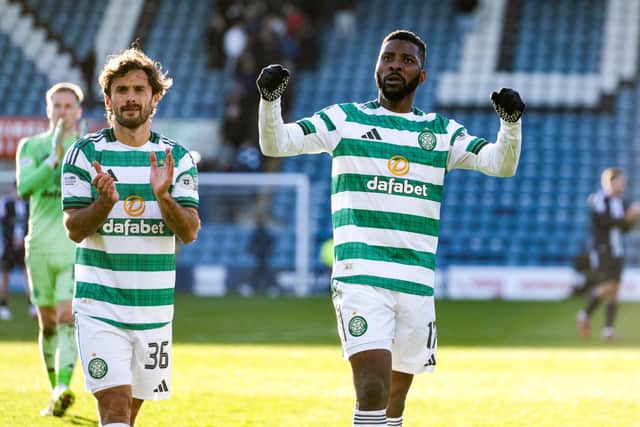 Celtic's Kelechi Iheanacho at full time after scoring the winner in the 2-1 victory over Dundee at Dens Park.  (Photo by Paul Devlin / SNS Group)
