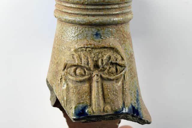 The piece of Bartmann 'beardman' Germany pottery, which originated from the Rhine area. PIC: Dr Gareth Beale