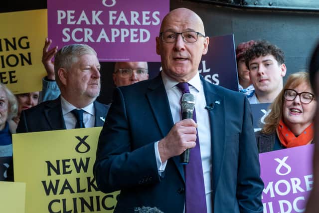 John Swinney addressing SNP activists in Leith