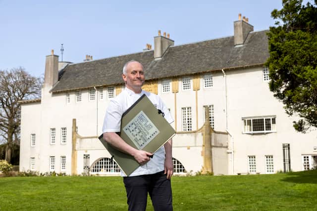 Restaurant Andrew Fairlie Head Chef, Stephen McLaughlin at House for an Art Lover in Glasgow.