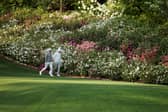 Defending champion Rory McIlroy and Matt Fitzpatrick  England walk on the 13th hole during a practice round prior to the 2026 Masters Tournament at Augusta National Golf Club