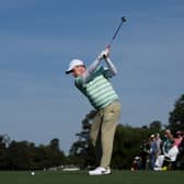 Bob MacIntyre tees off at the first in his final practice round for the 90th Masters at Augusta National Golf Club