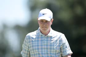 A disconsolate Bob MacIntyre pictured during the first round of the 2026 Masters Tournament at Augusta National Golf Club 
