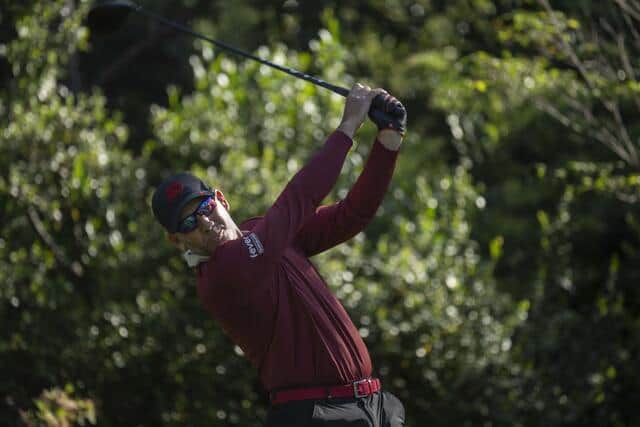 Sergio Garcia tees off at the second, where an errant drive resulted in the Spaniard losing his temper