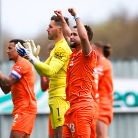 Nicolas Raskin leads the celebrations post-match after Rangers 6-3 Premiership win over Falkirk