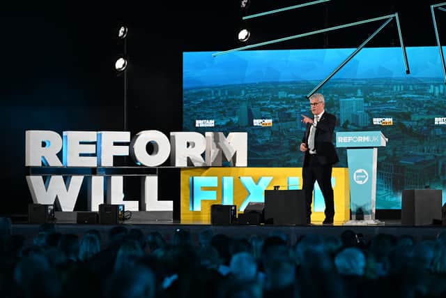 Reform UK's Scottish leader Malcolm Offord speaking in Aberdeen